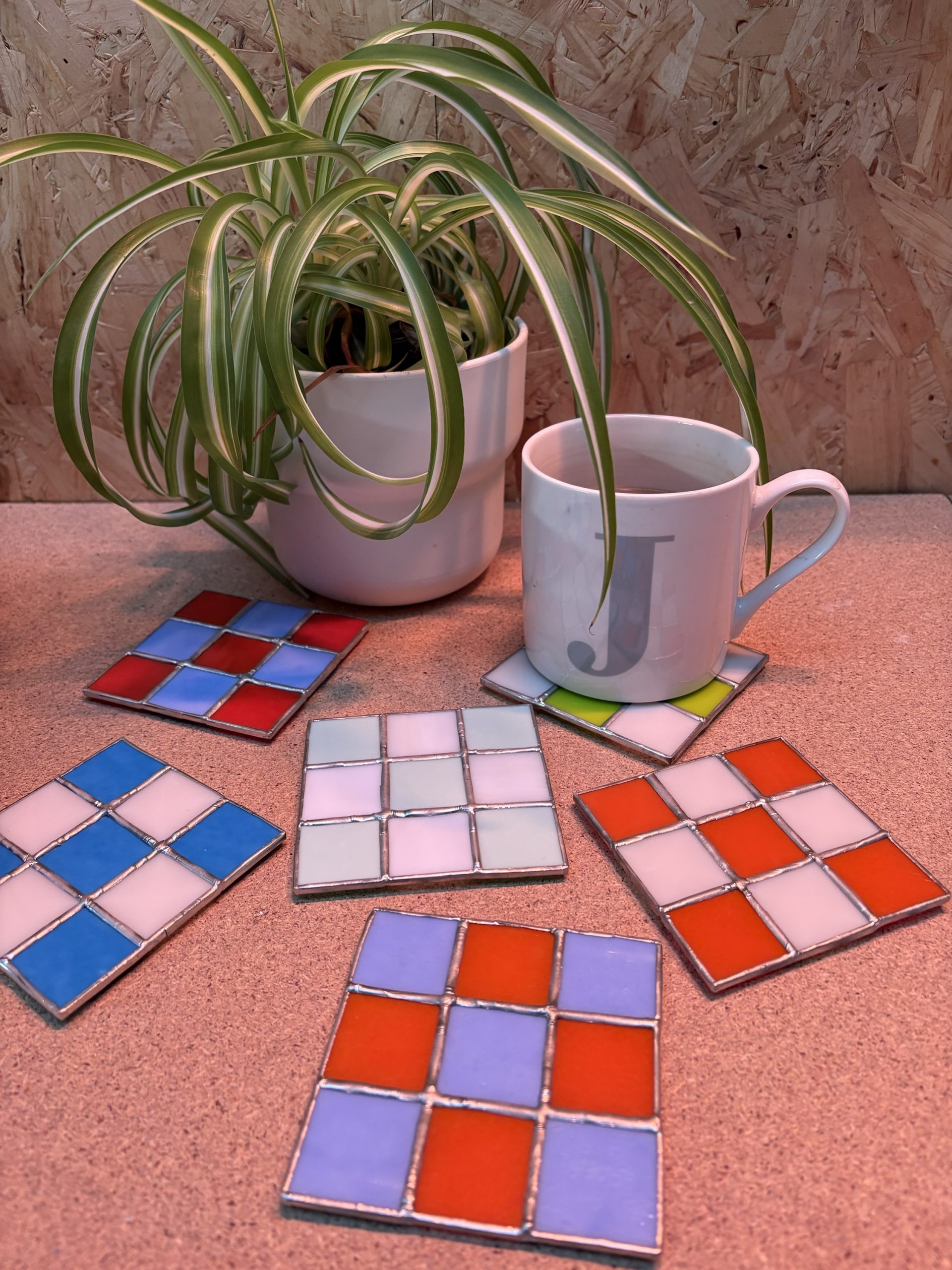 Stained Glass Checkerboard Coasters Workshop - Olive Can Fly